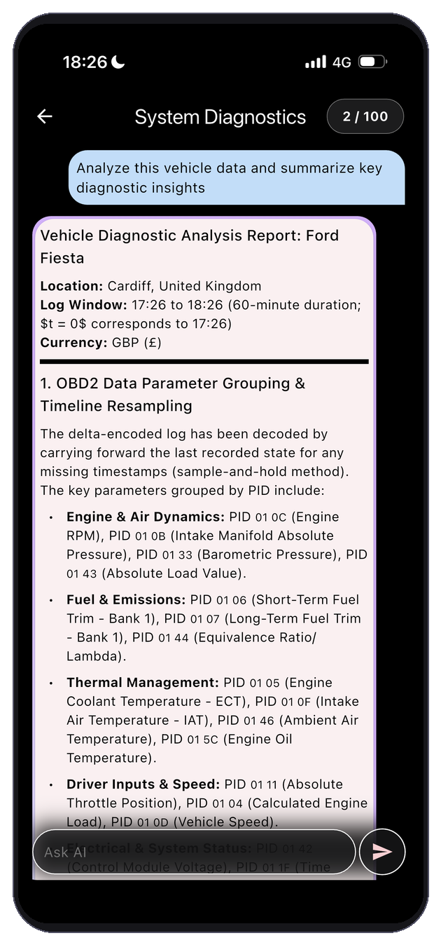 AI system diagnostics chat
