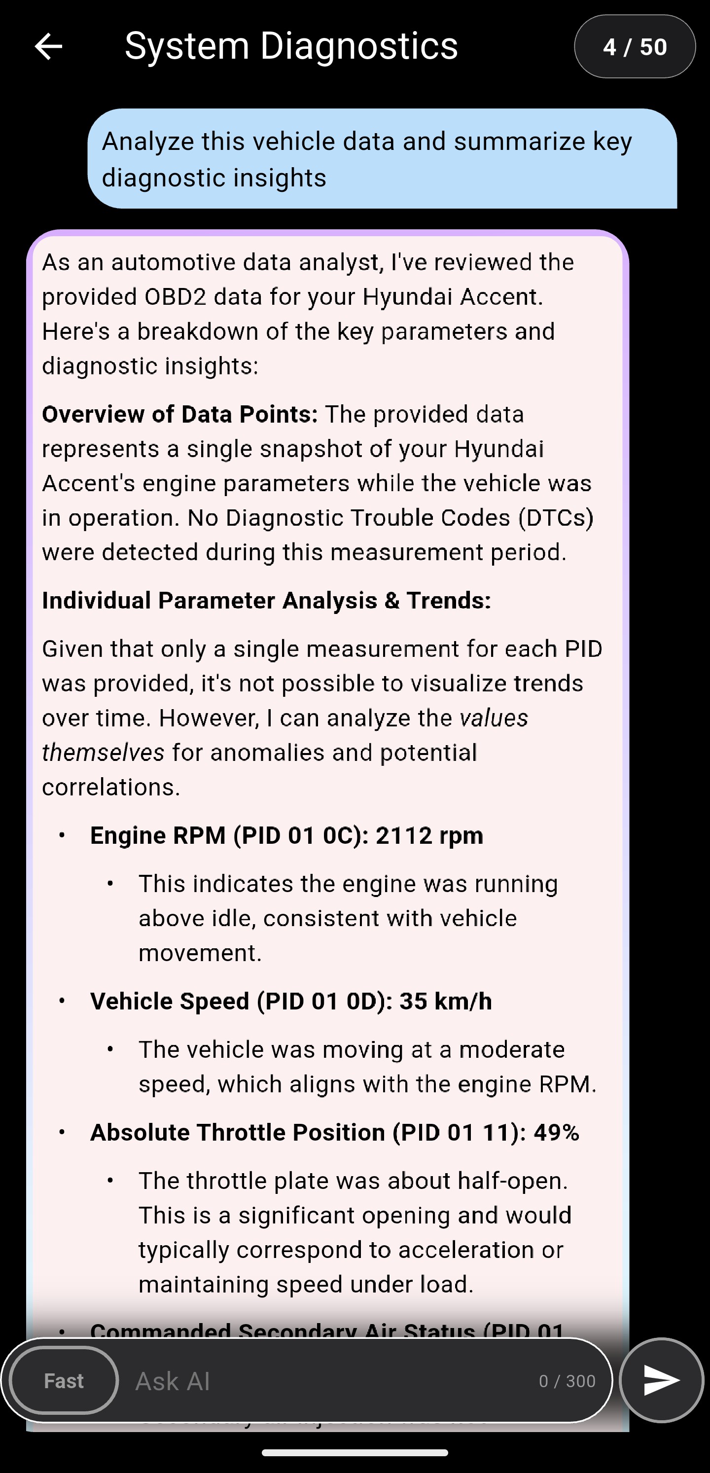 AI system diagnostics chat